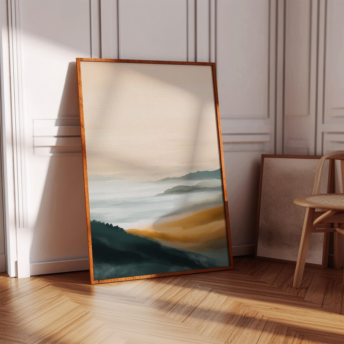 Peaceful Sunrise Mountain Landscape, Minimalist Nature - Image 5