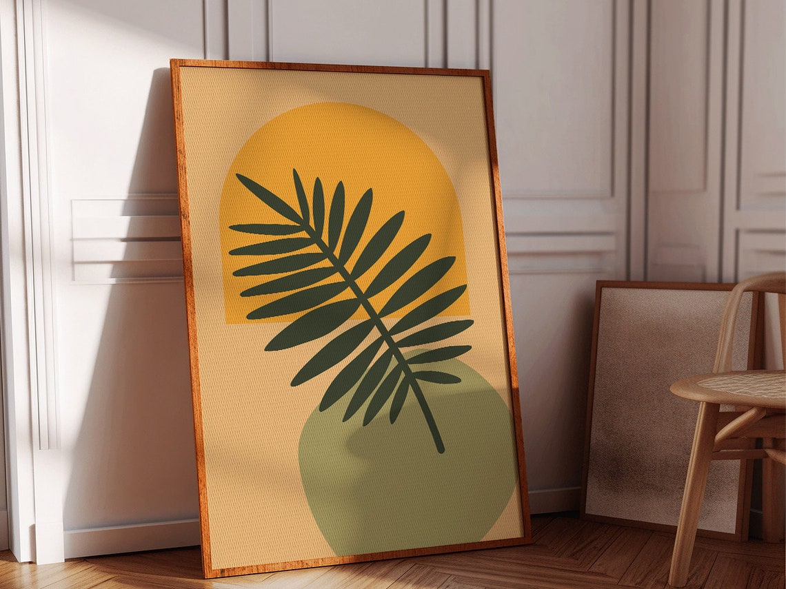 Mustard Yellow Arch Palm Leaf Botanical Modern Boho Wall Poster - Image 2