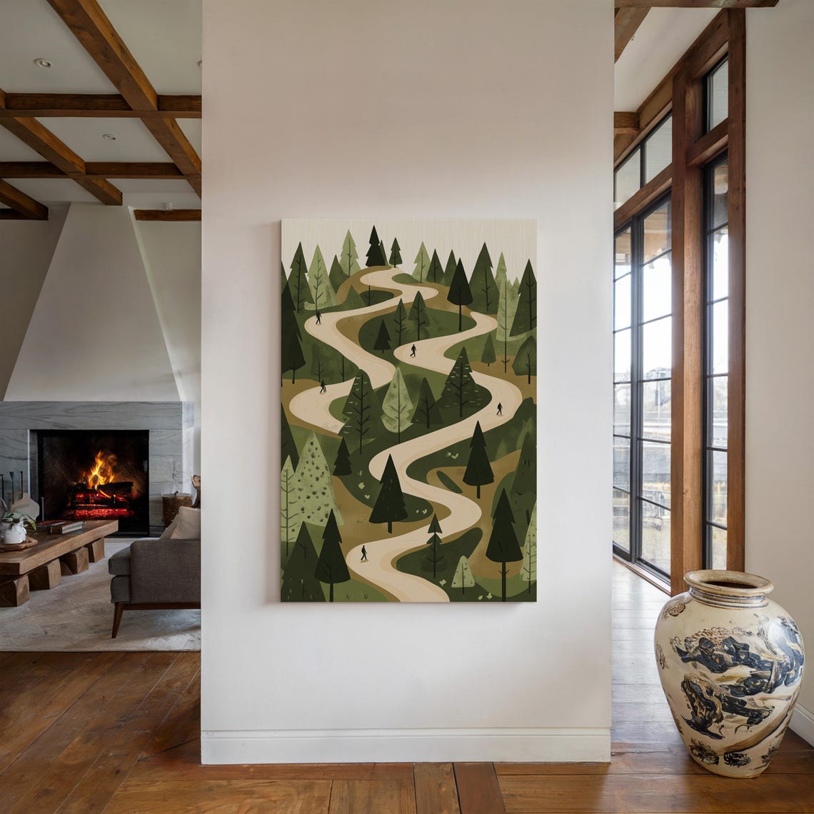 Minimalist Hiking Trail Art Print Serene Forest Path Illustration Nature Wall Decor Scenic Adventure Landscape - Image 4