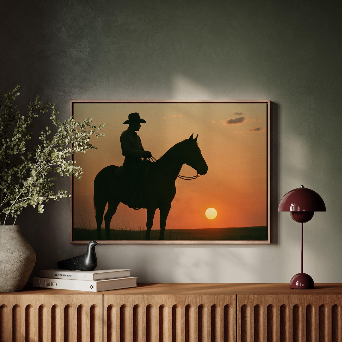 Silhouette Cowboy On Horse At Sunset, Western Landscape - Image 5