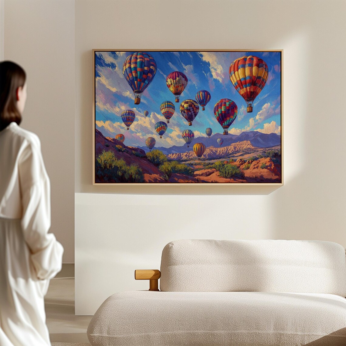Colorful Hot Air Balloons Over Desert Canyon Vibrant Sky Wall Art Poster - Image 4