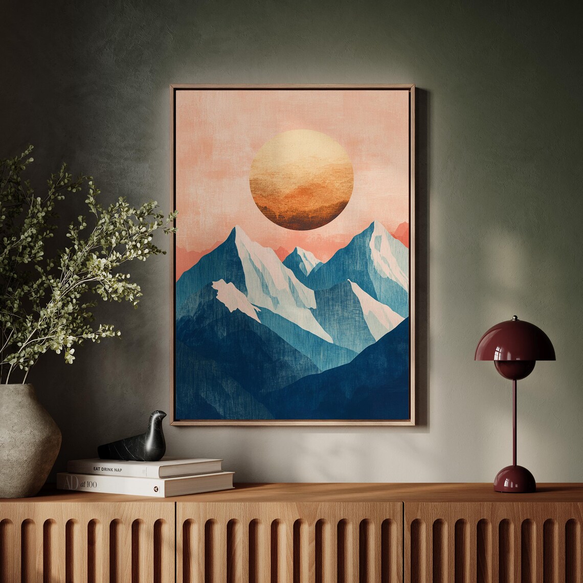 Abstract Mountain Sunset, Modern Geometric Landscape - Image 2