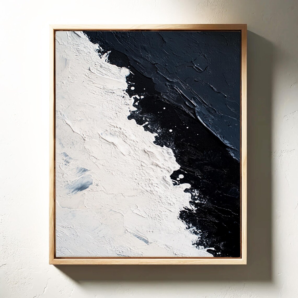 Bold Abstract Black And White Textured Painting - Image 3
