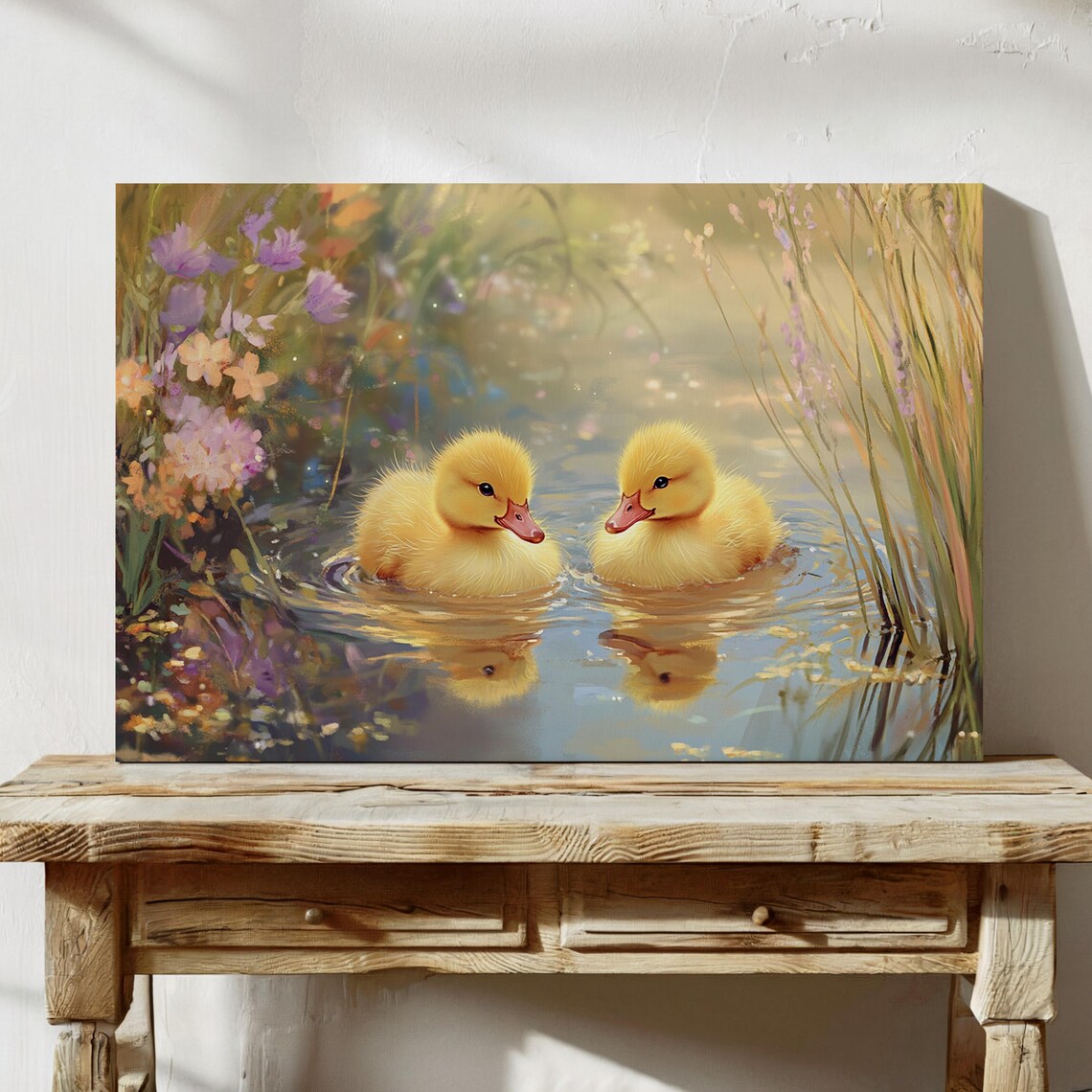 Adorable Ducklings In A Tranquil Pond, Whimsical Nature Art - Image 4