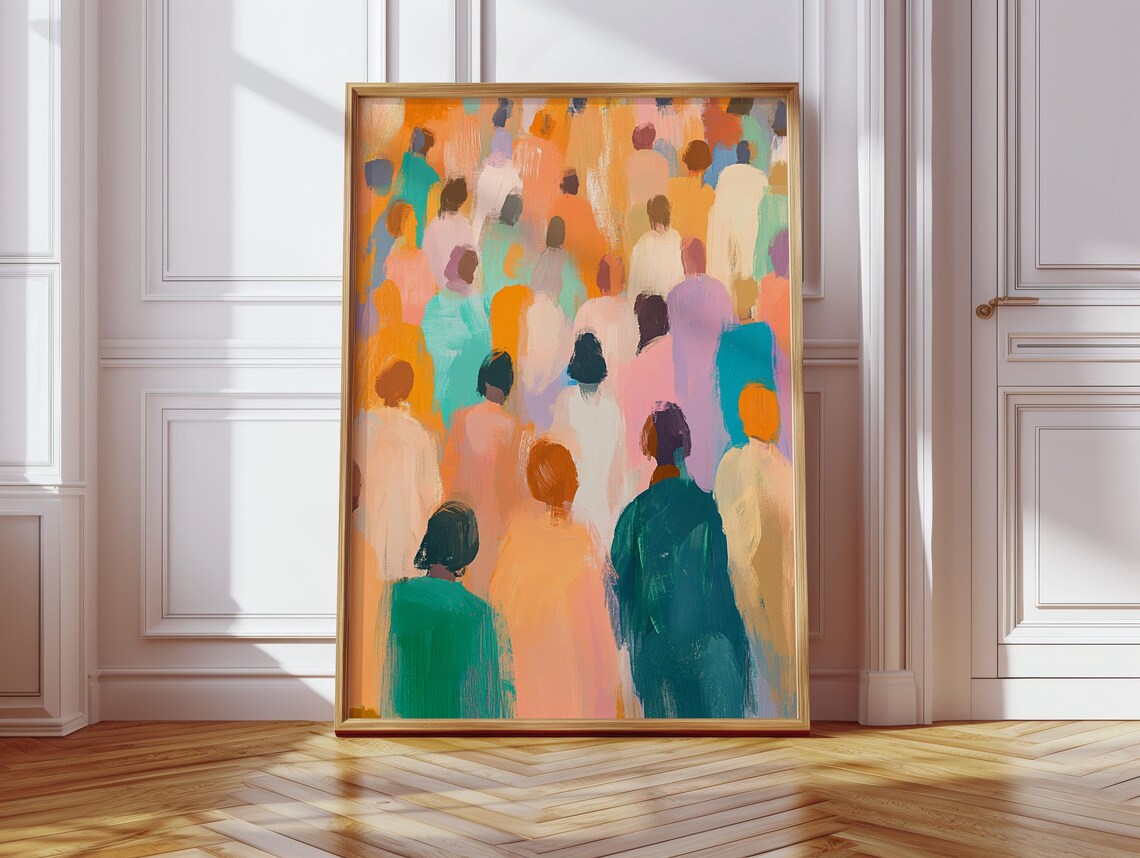 Abstract Crowd Movement, Expressionist Painting - Image 3
