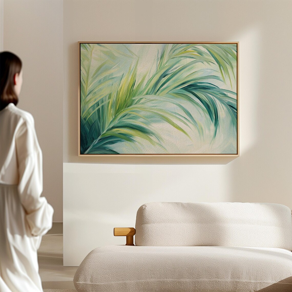 Tropical Palm Leaves Soft Green Blue Refreshing Island Nature Poster - Image 4
