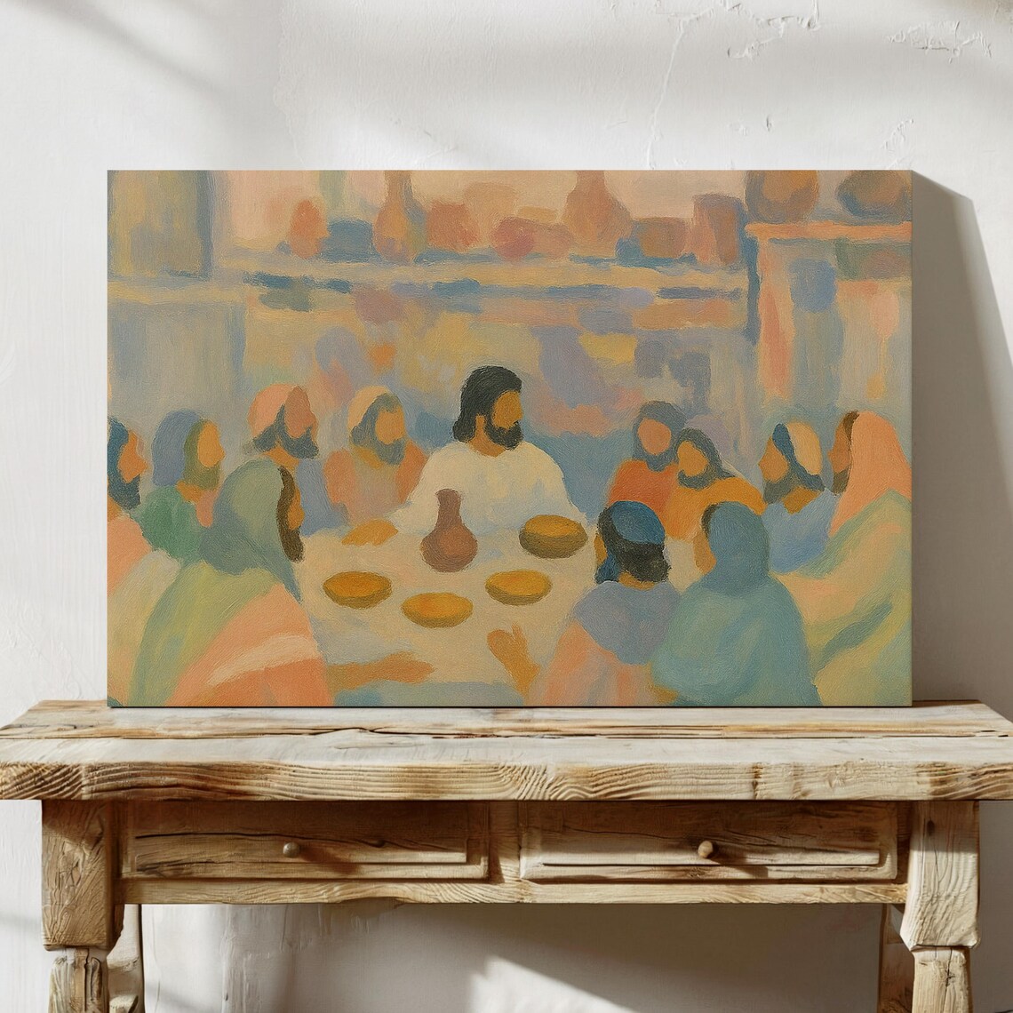 Last Supper Painting Print, Minimalist Religious Decor