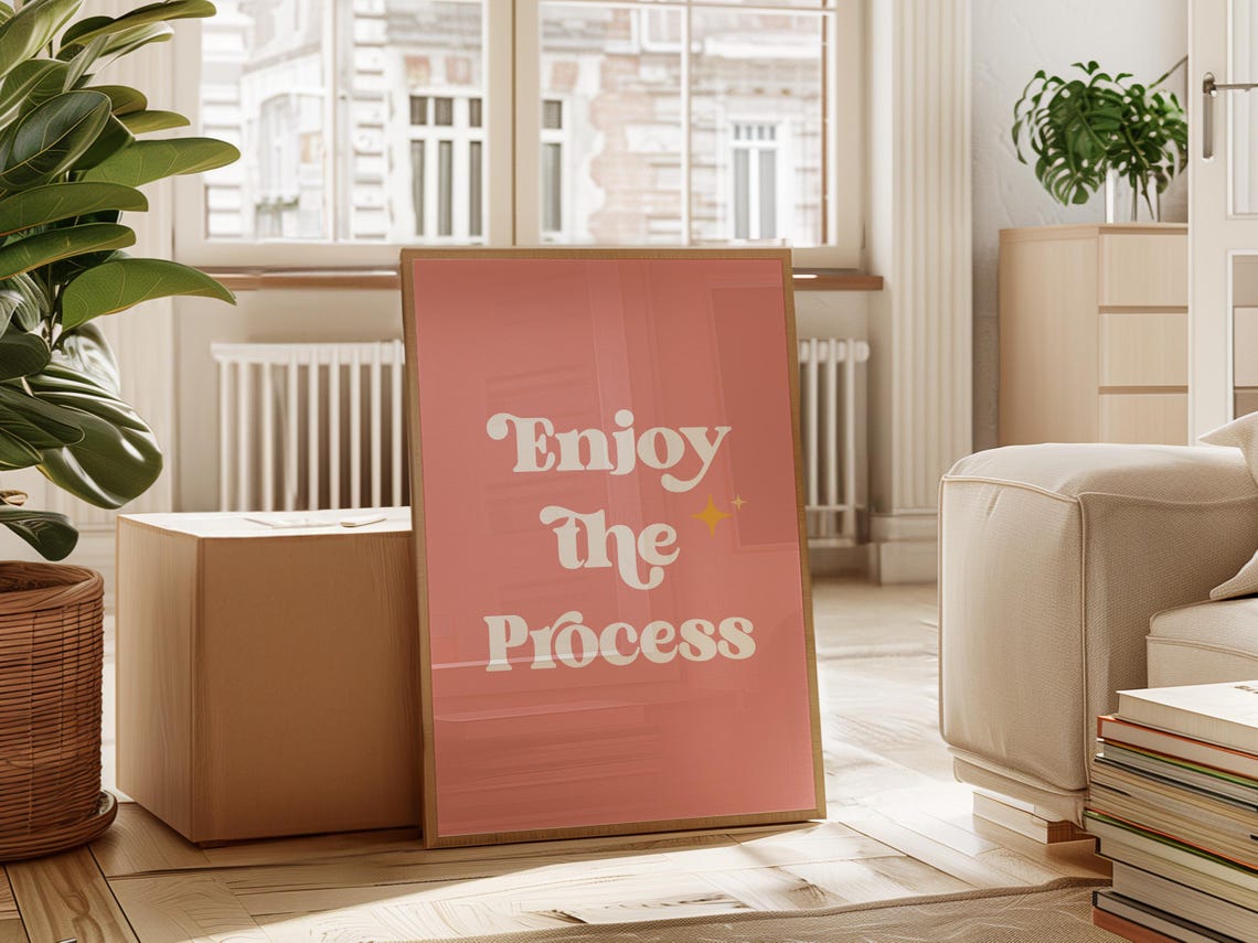 Enjoy the Process Creamy Retro Font Dusty Pink Wall Decor Poster - Image 2