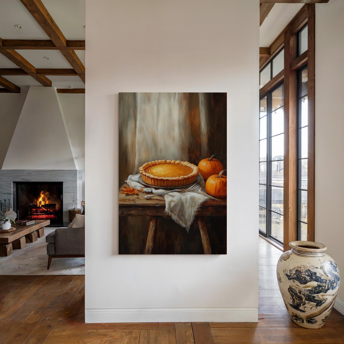 Rustic Pumpkin Pie Art Print, Autumn Kitchen Decor - Image 5