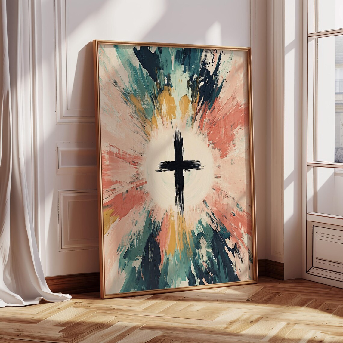 Abstract Cross Radiance, Modern Christian Faith Decor - Image 5