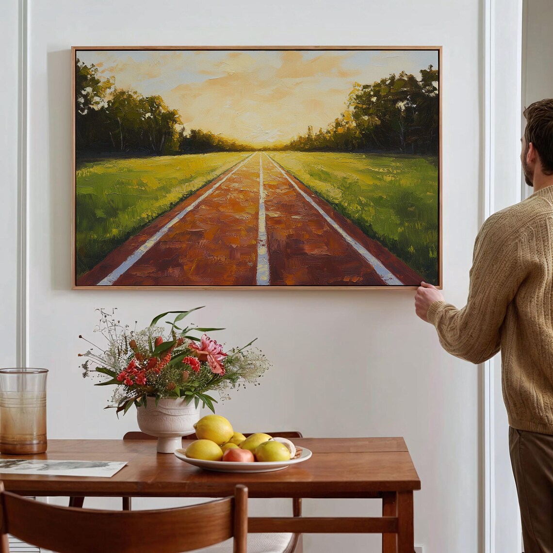 Running Track Golden Sunrise Field Pathway Athletic Sports Art Poster - Image 5