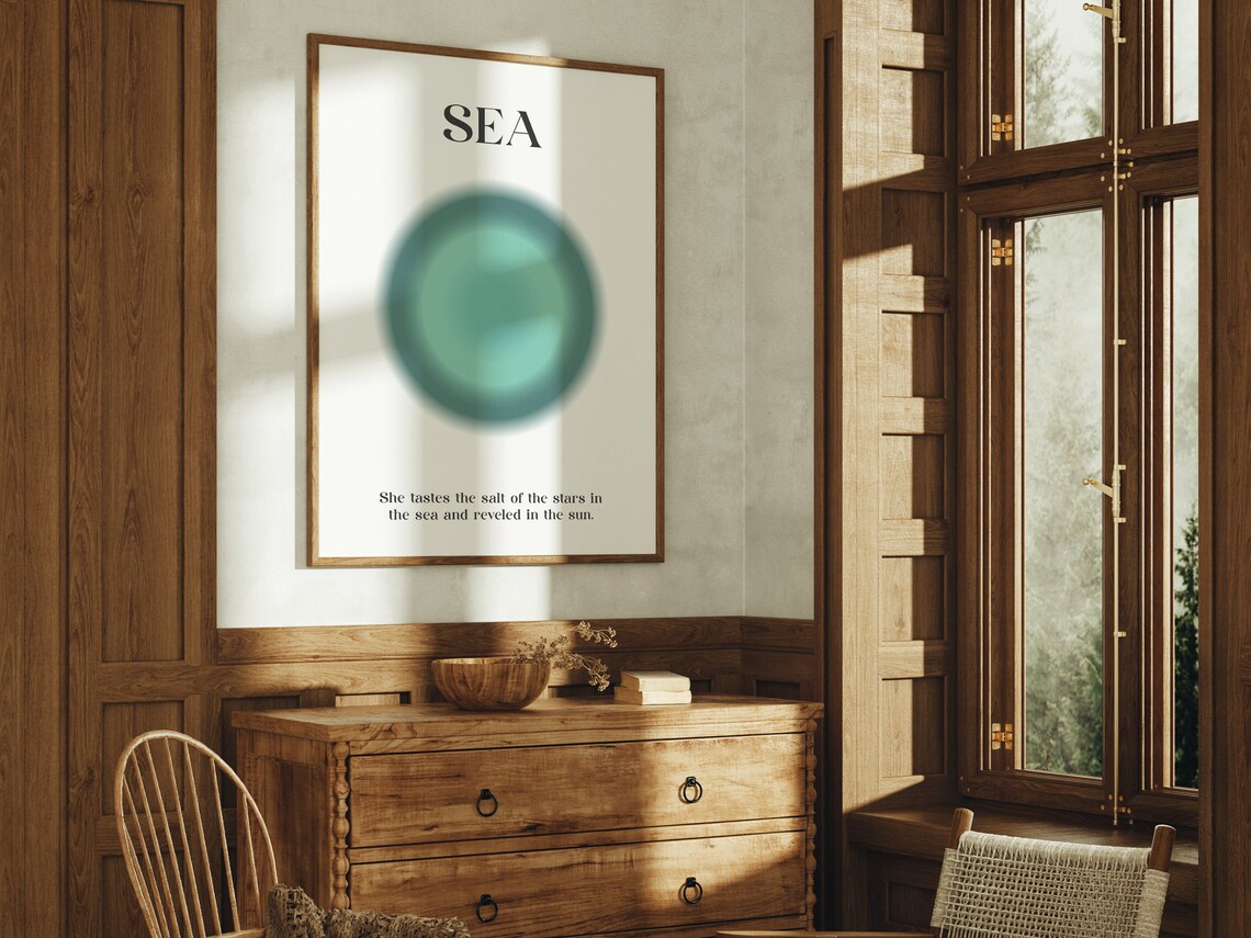 Sea Aura Quote Minimalist Teal Gradient Typography Wall Poster - Image 2