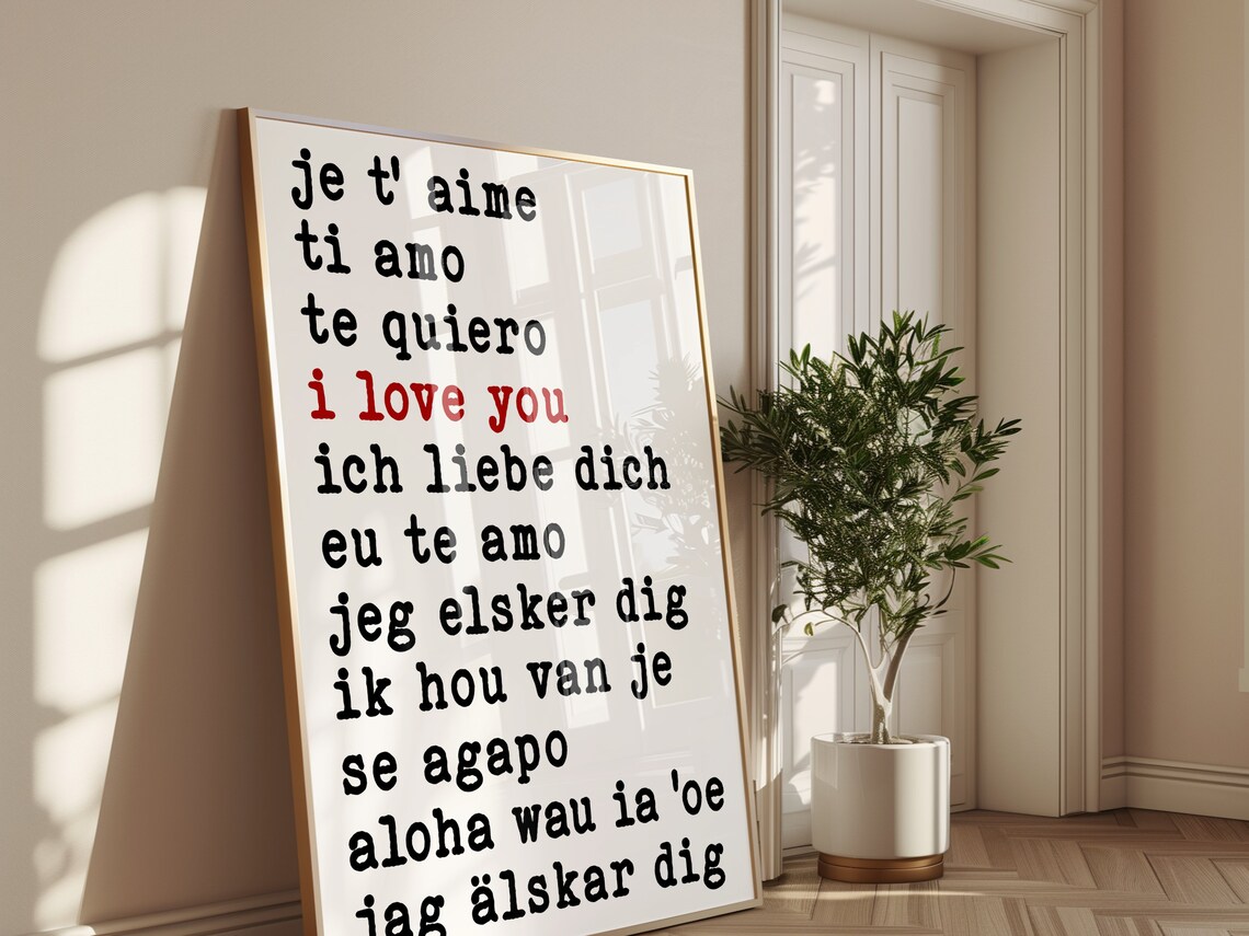 I Love You in Many Languages Multilingual Typography Love Quote Poster - Image 4