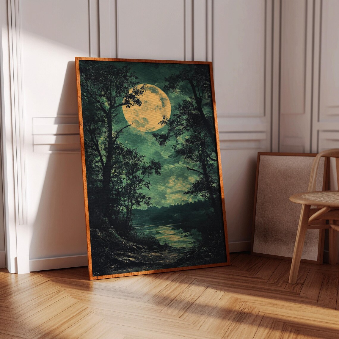 Mystical Forest Moonrise Landscape, River Night Scene - Image 3