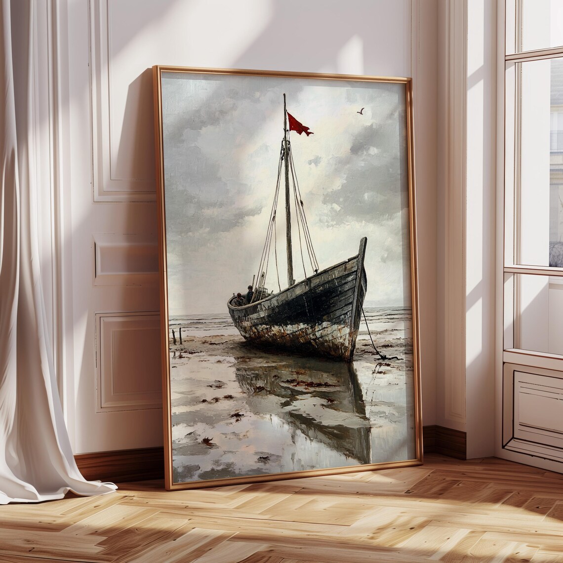 Rustic Beached Boat Vintage Nautical Coastal Art Print - Image 3
