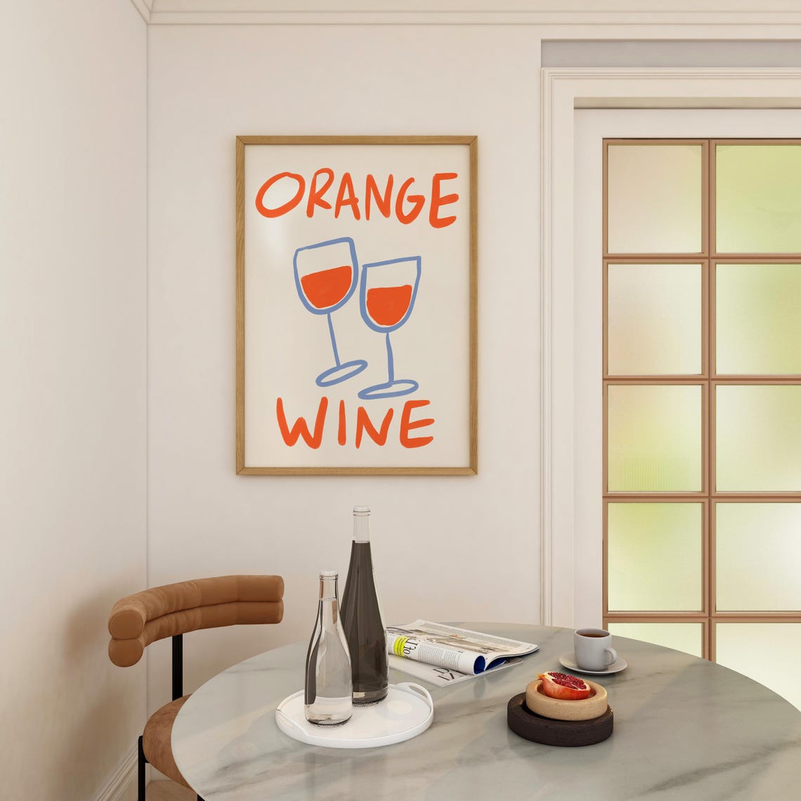 Orange Wine Two Glasses Minimal Retro Wine Typography Poster - Image 2