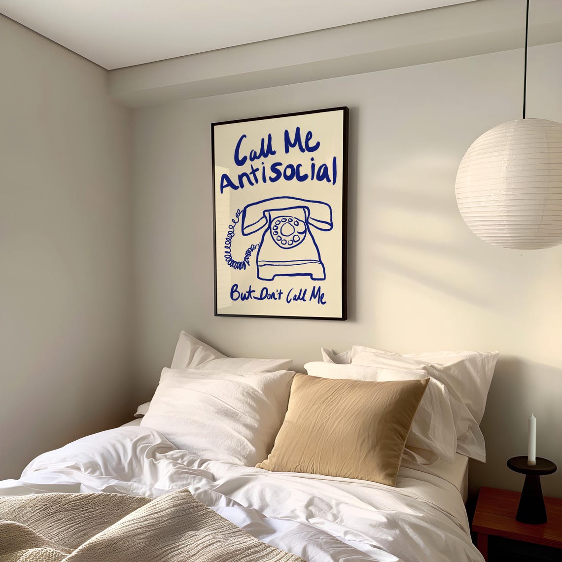 Call Me Antisocial But Dont Call Me Blue Rotary Phone Quote Poster - Image 3