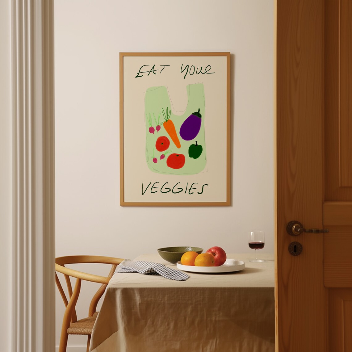 Eat Your Veggies Grocery Bag With Colorful Vegetables Art Poster - Image 2