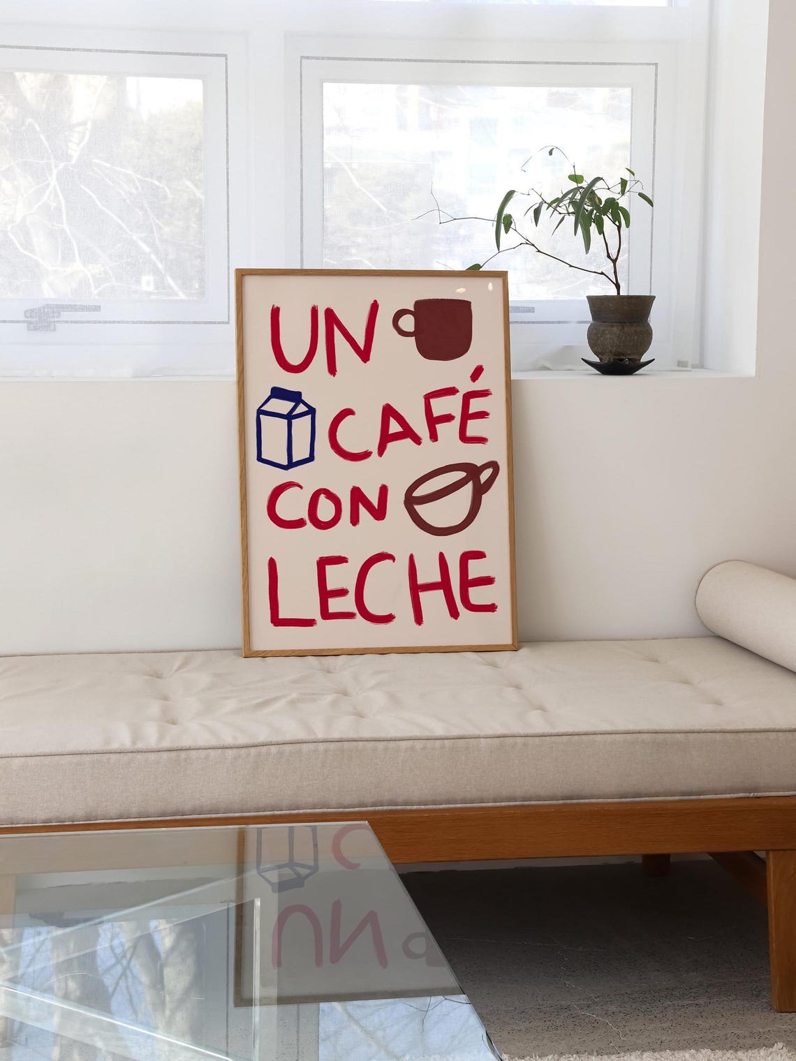Un Café Con Leche Spanish Coffee Typography With Milk Carton Poster - Image 3