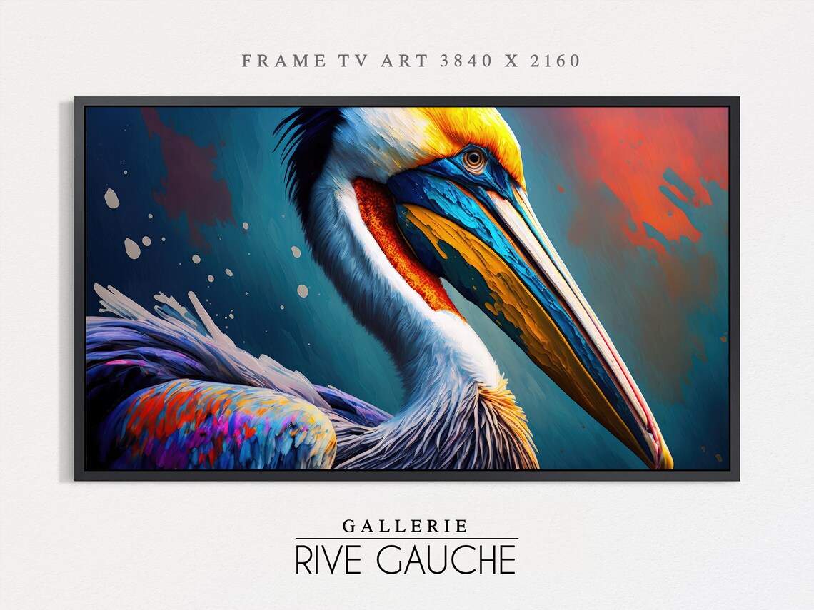 Colorful Pelican Art, Oil Painting Poster Print