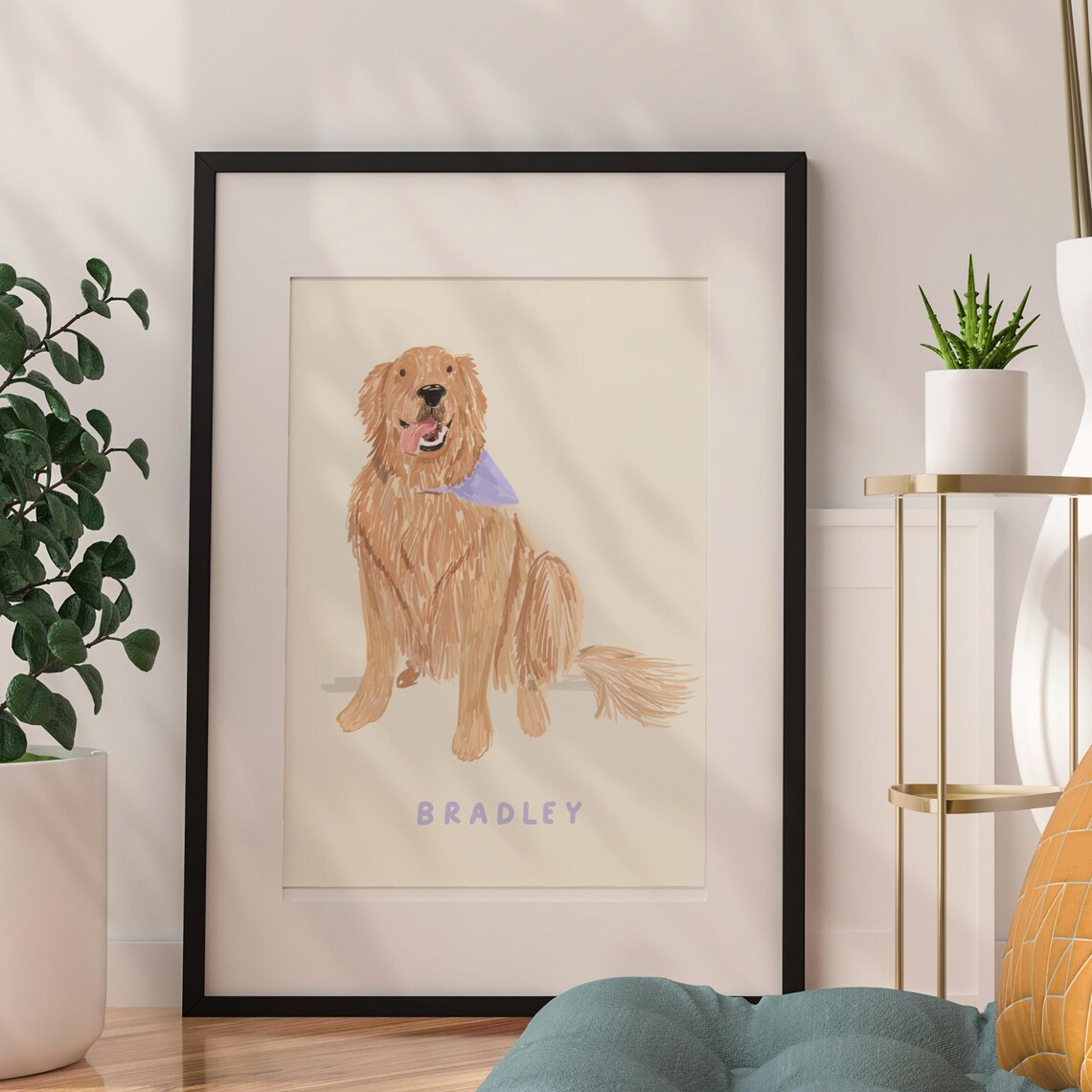 Custom Dog Portrait Boho Nursery Wall Art Print