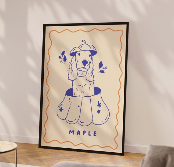Custom Dog Portrait Halloween, Funny Pet Art Print