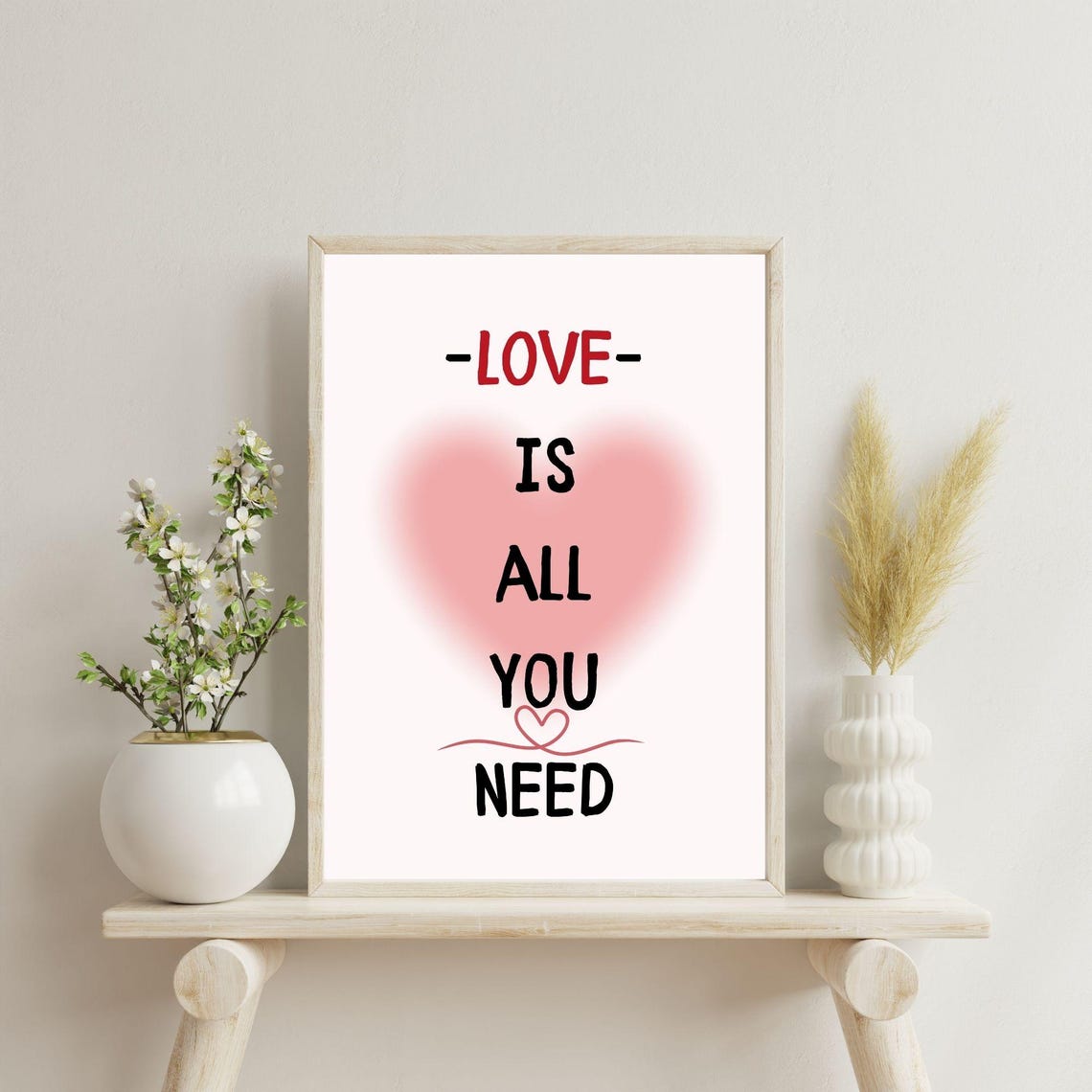 Love Is All You Need Red Heart Minimalist Romantic Typography Poster - Image 7