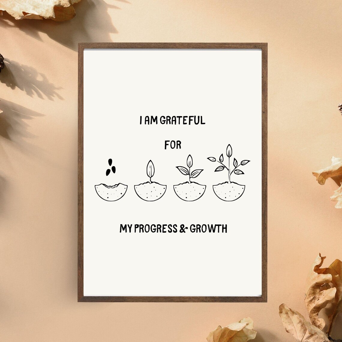 I Am Grateful For My Progress And Growth Seedling Stages Motivational Wall Art Poster - Image 6