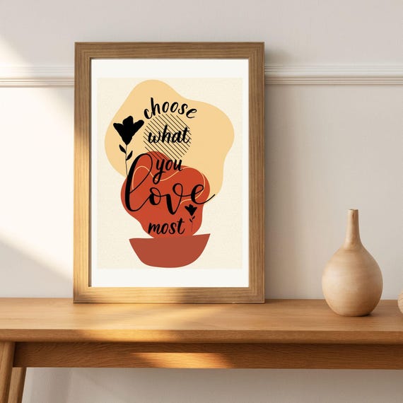 Boho Meets Love Choose What You Love Most Inspirational Design Wall Art