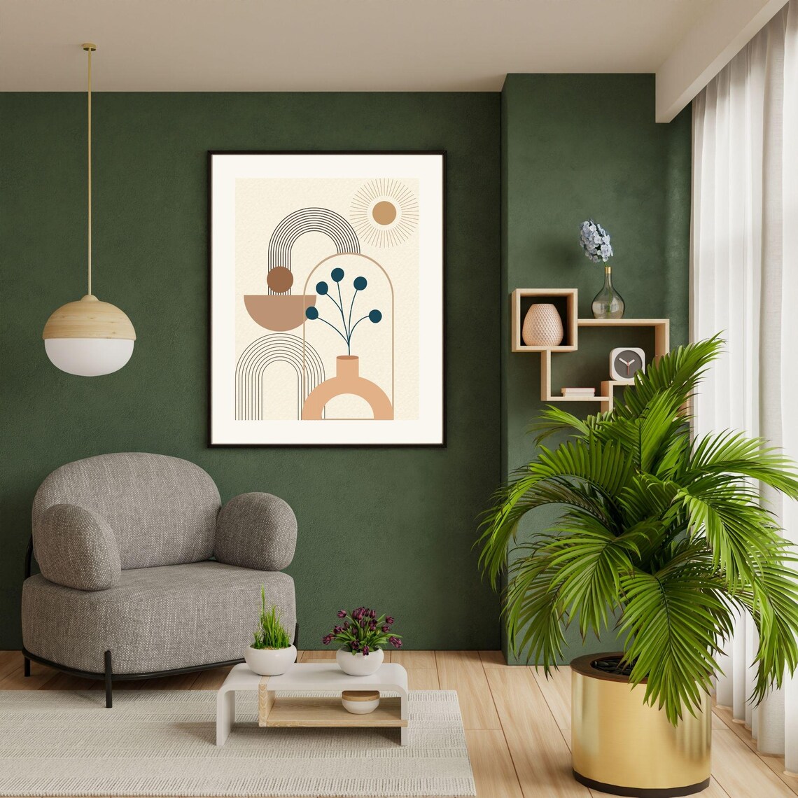 Boho Natural Tones Vase And Shapes, Minimalist Poster - Image 3