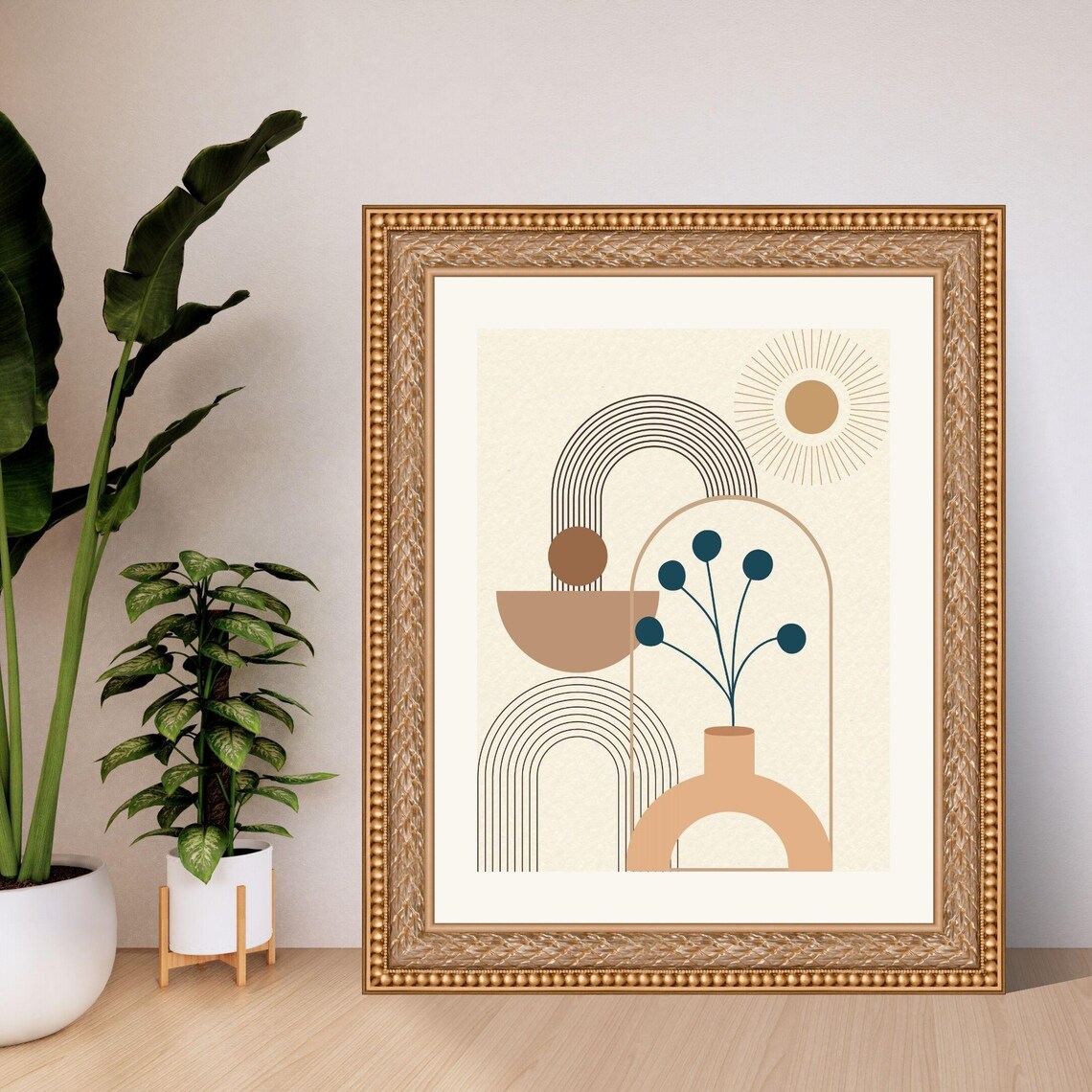 Boho Natural Tones Vase And Shapes, Minimalist Poster - Image 4