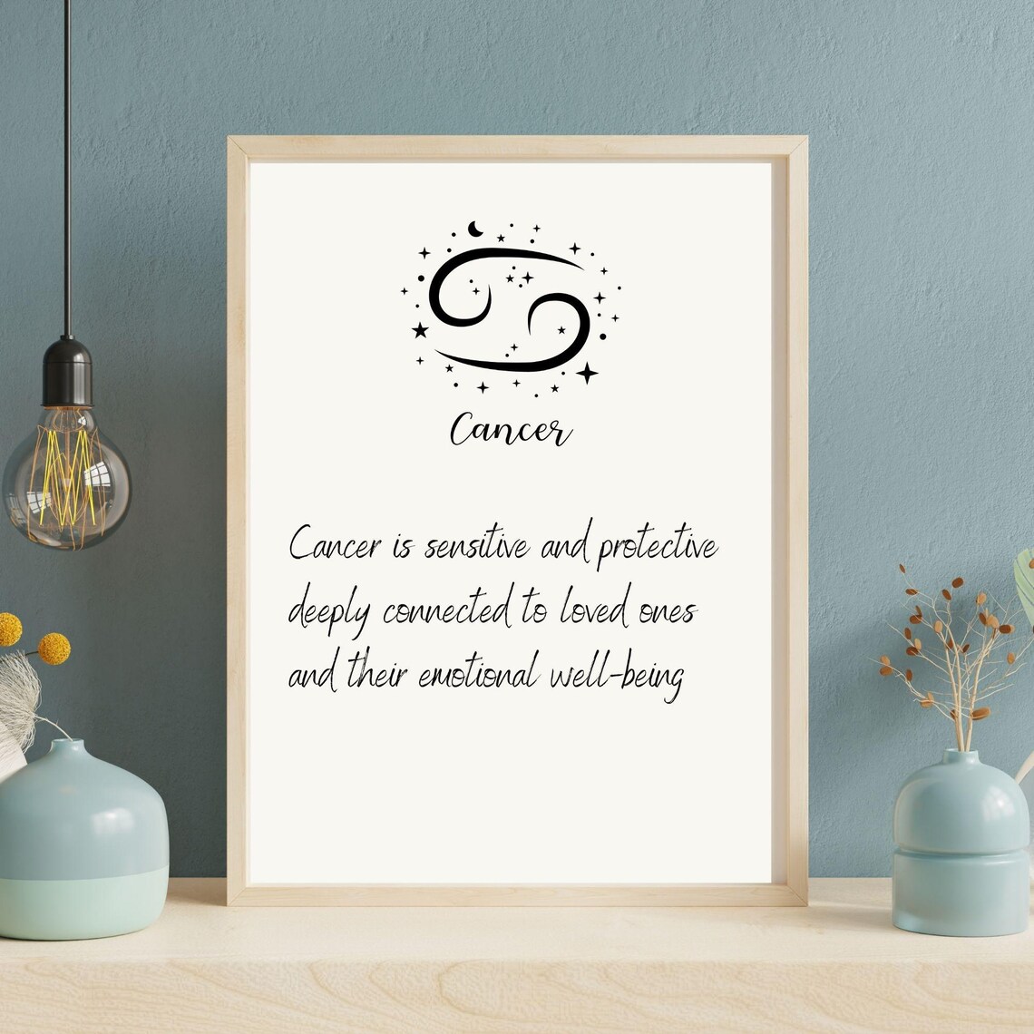 Cancer Zodiac Sign Celestial Stars Moon Minimalist Astrology Wall Art Poster