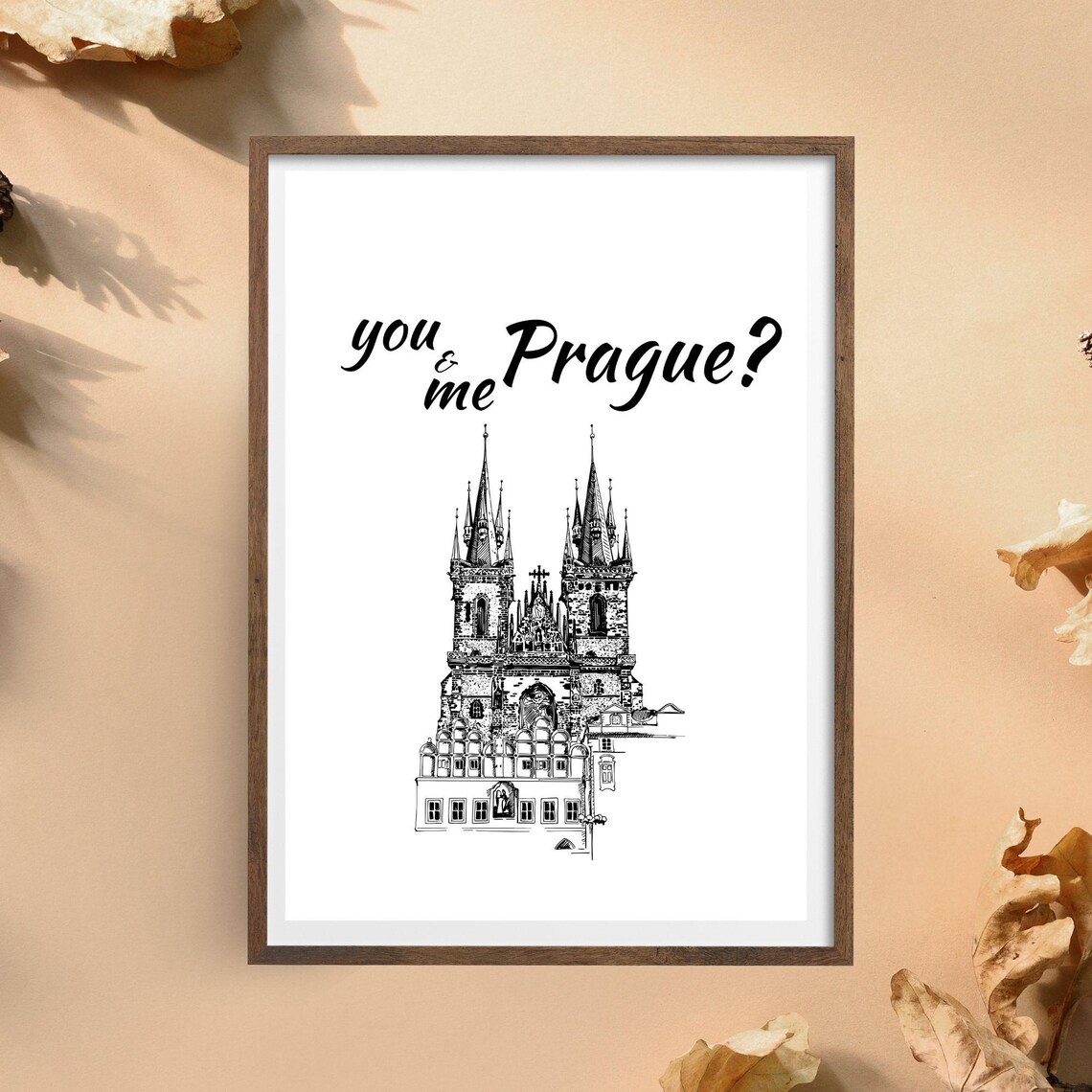 You And Me Prague Romantic Minimalist Travel Art - Image 2