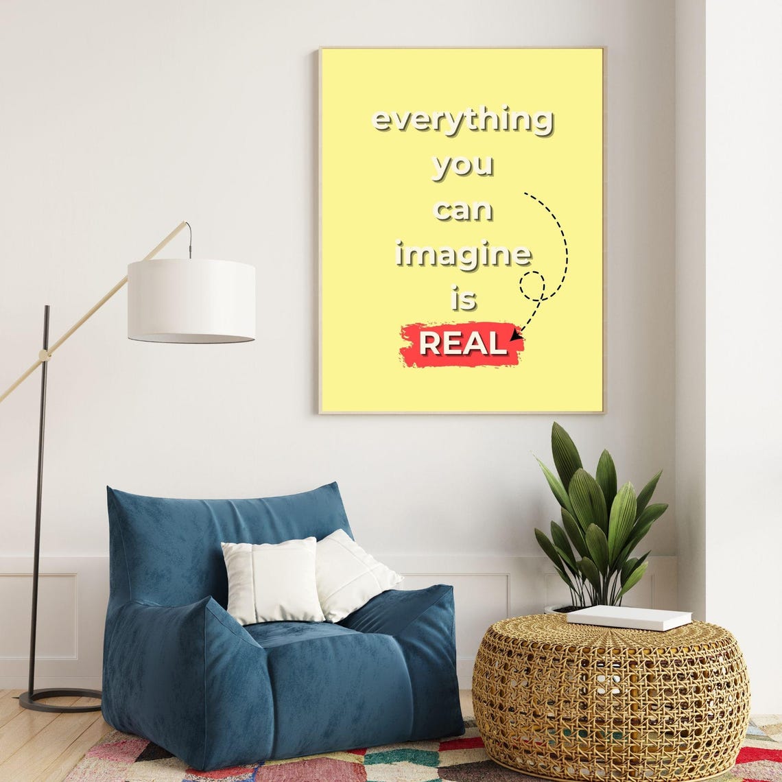 Everything You Can Imagine Is Real Bold Yellow Motivational Poster - Image 3
