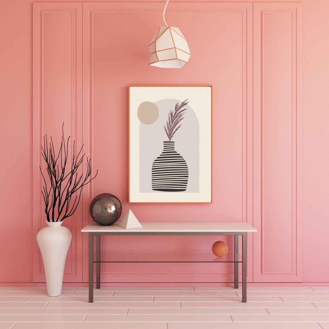 Minimalist Boho Vase With Feather Art Poster - Image 4