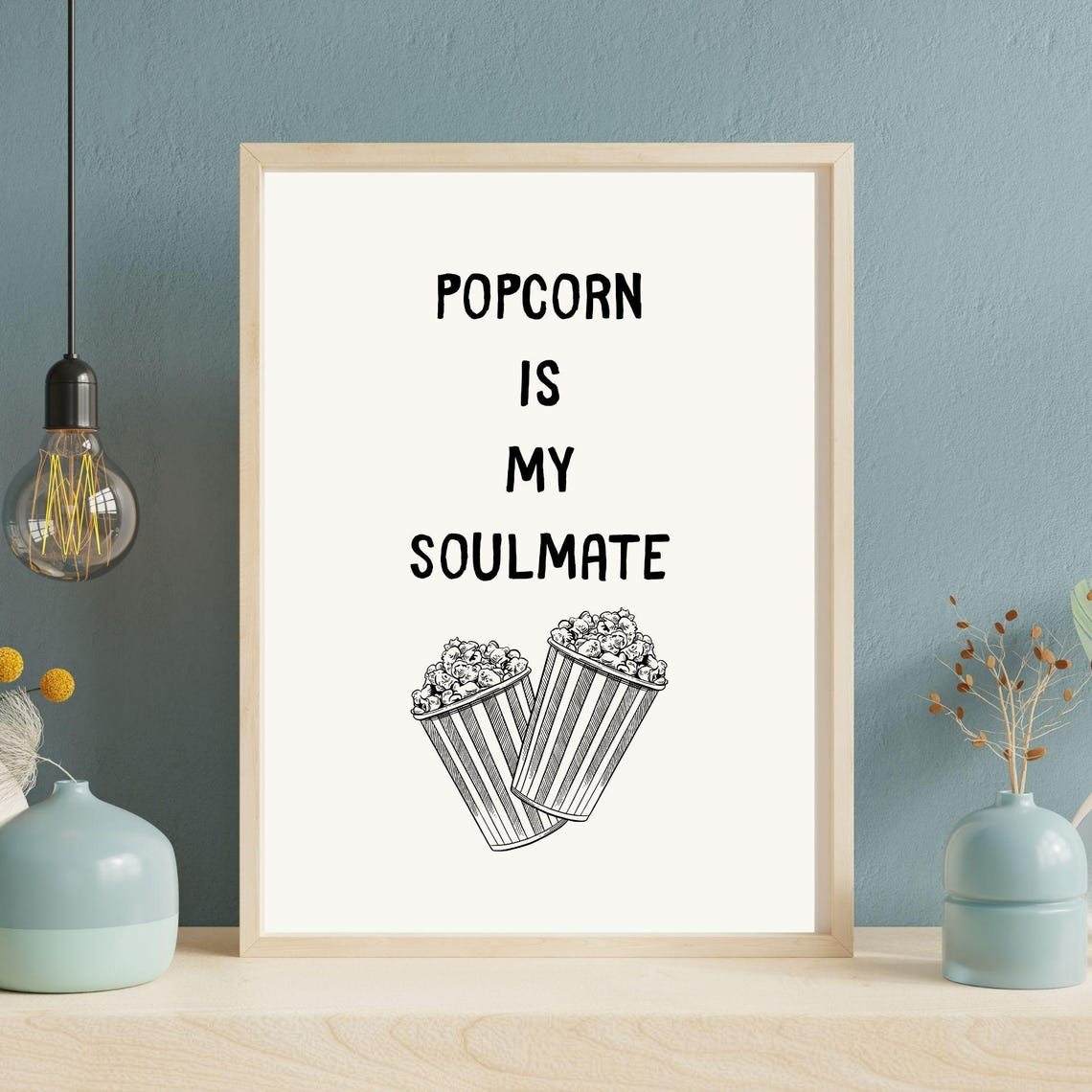Popcorn Is My Soulmate Fun Kitchen Wall Art Aesthetic Wall Poster Cute Kitchen Decor Minimalist Kitchen Poster - Image 2