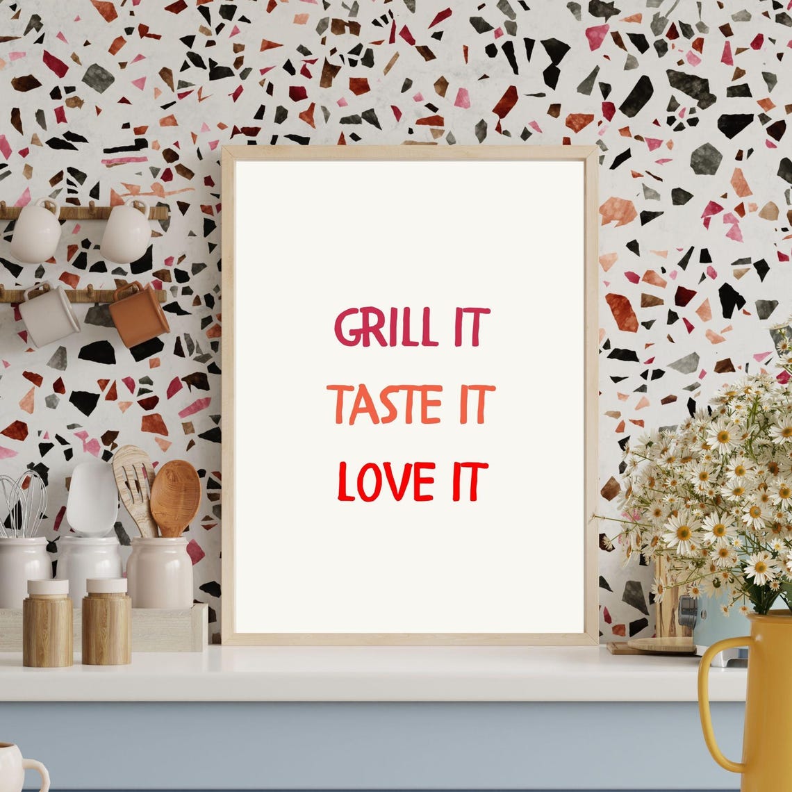 Grill It Taste It Love It Fun Typography Design Aesthetic Kitchen Poster Playful Kitchen Wall Art Minimalist Art - Image 7