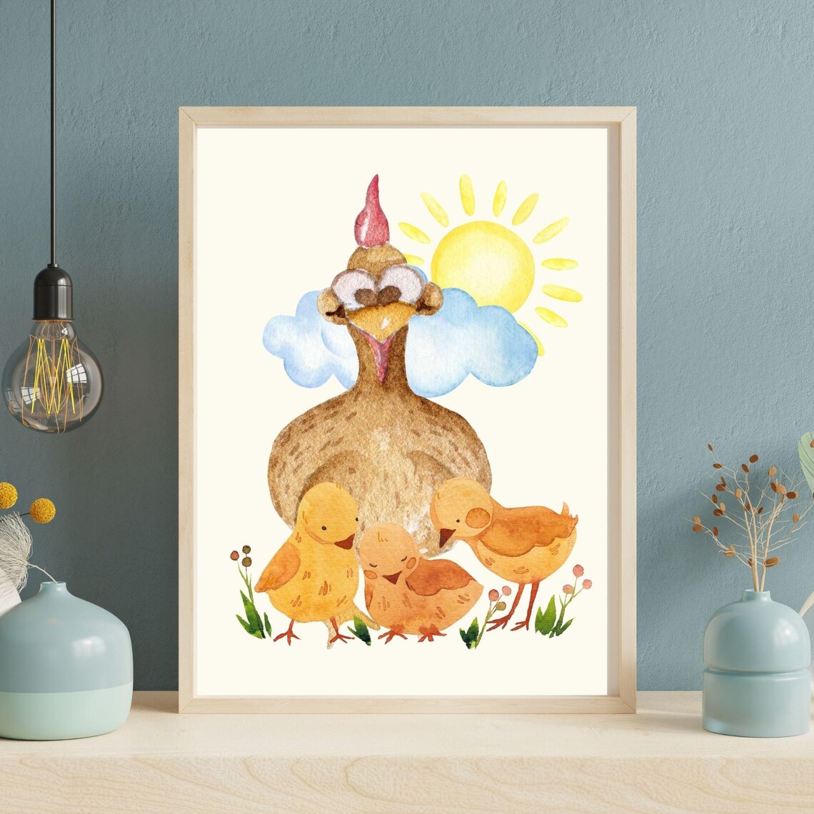 Heartwarming Chicken And Chicks Nursery Art Print - Image 5