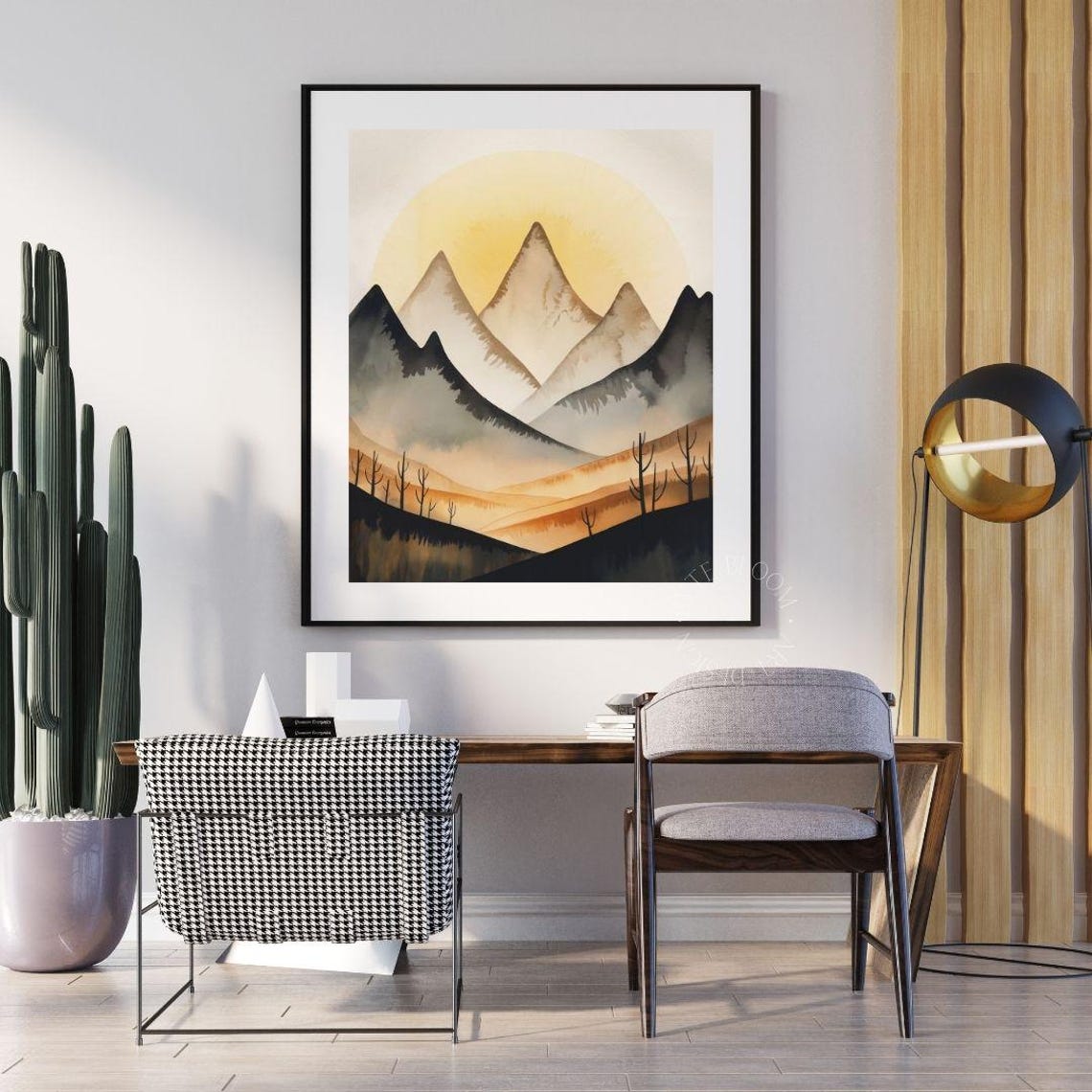 Abstract Mountain Landscape Print Boho Geometric Wall Art