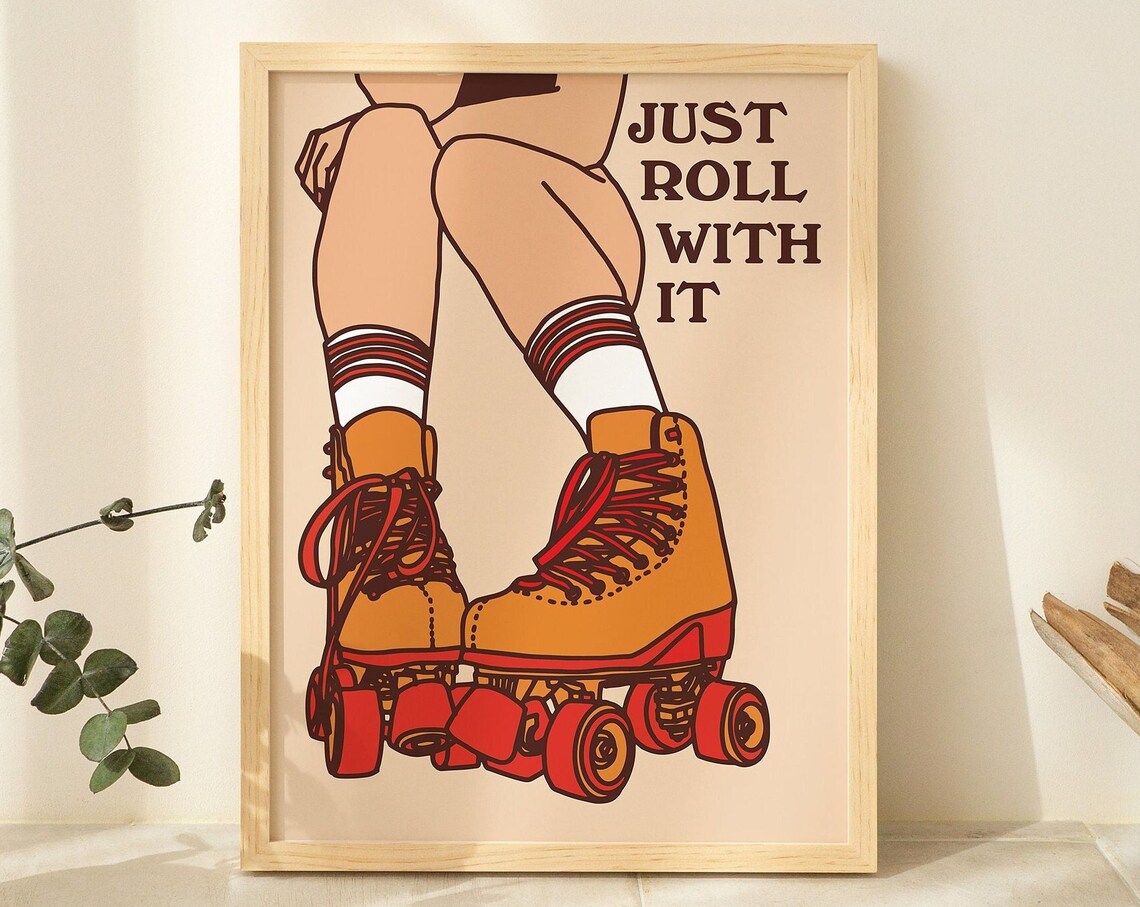 Roller Skates Retro 80s Groovy Poster Print