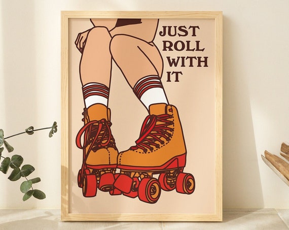 Roller Skates Retro 80s Groovy Poster Print