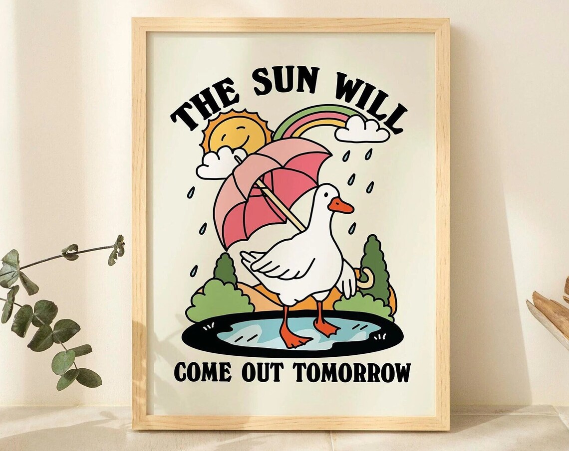 Cute Goose Self Care Illustration Art Print