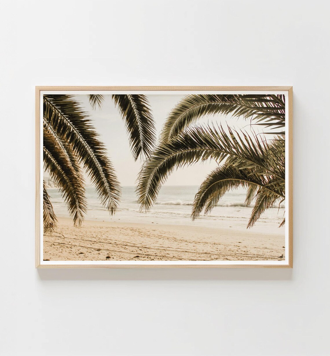 Pastel Neutral Beach Print, Coastal Palm Tree Poster