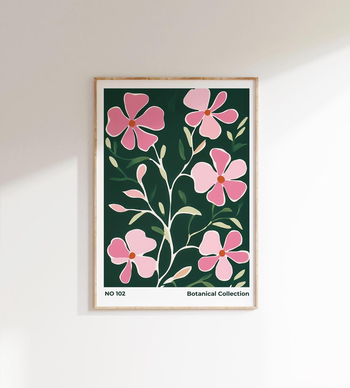 Pink Flowers Botanical Collection No 102 Modern Floral Art Print