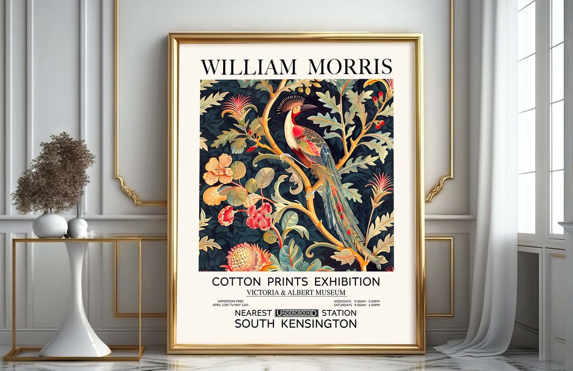 William Morris Bird Of Paradise Exhibition Vintage Floral Art Poster