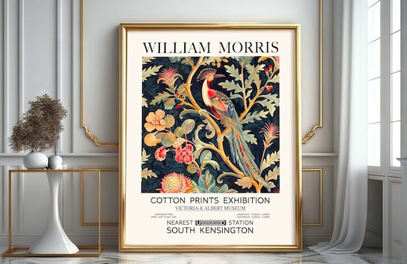 William Morris Bird Of Paradise Print Exhibition Poster Vintage Art Textiles Floral Wildlife