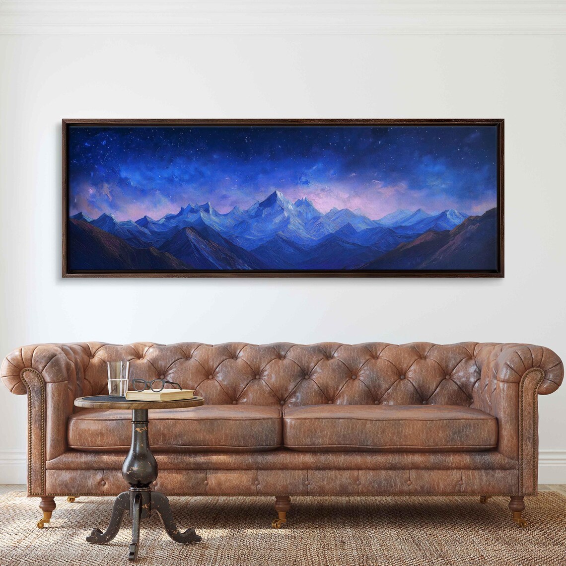Andes Mountains Dusk Starry Blue Sky Snow Peaks Purple Twilight Panoramic Travel Poster - Image 3