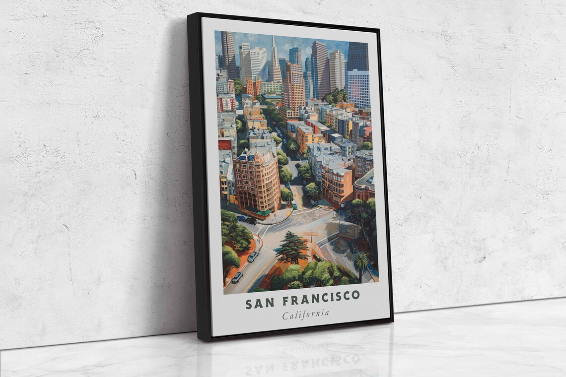 San Francisco California Steep Street City Houses Downtown View Poster - Image 2