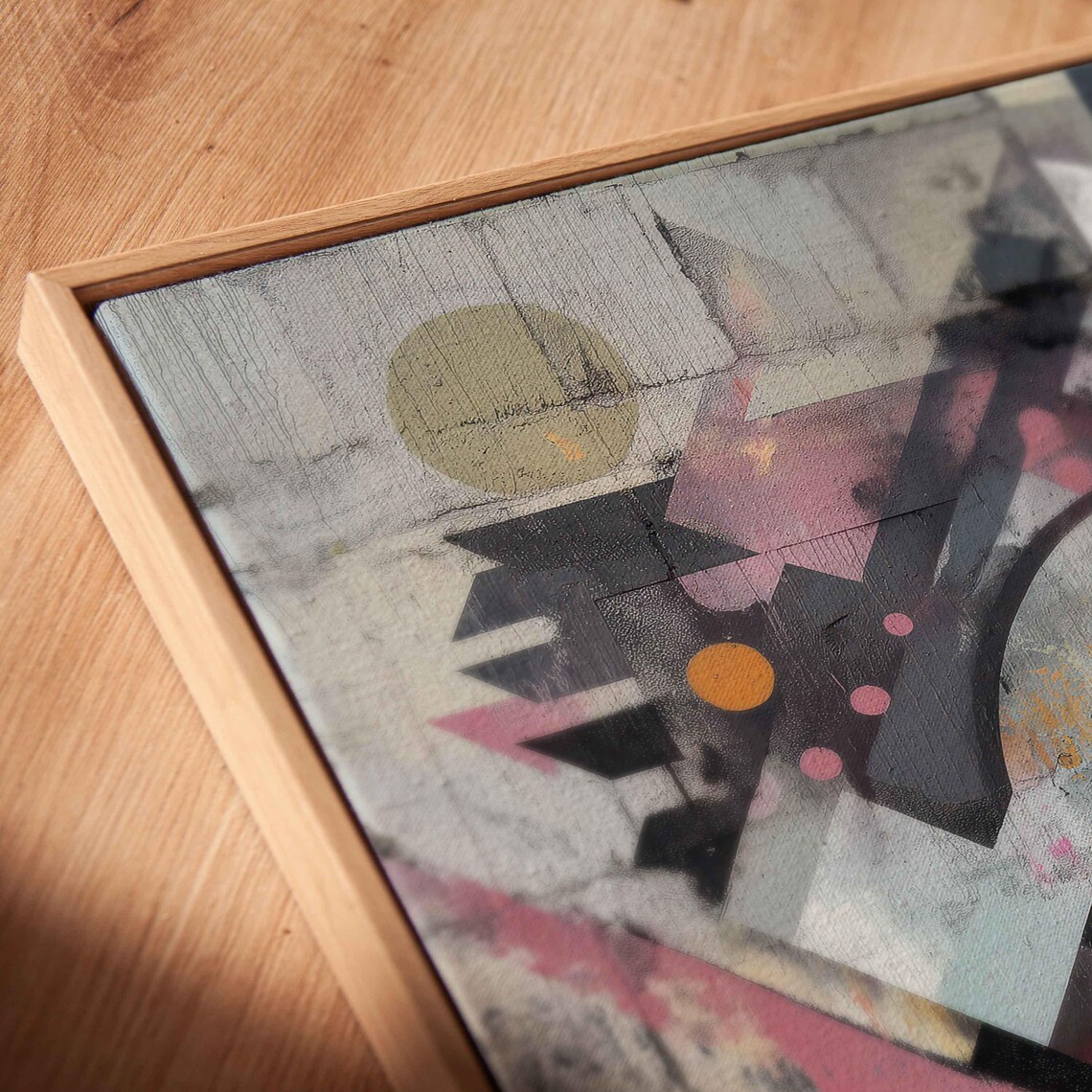 Abstract Geometric Street Art Pastel Gray Pink Bold Composition Poster - Image 2