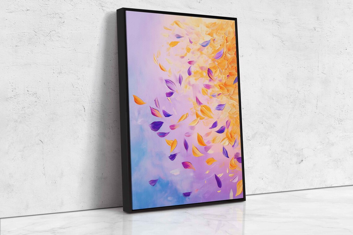 Scattering Flower Petals Orange Purple Gold Pastel Abstract Poster - Image 4